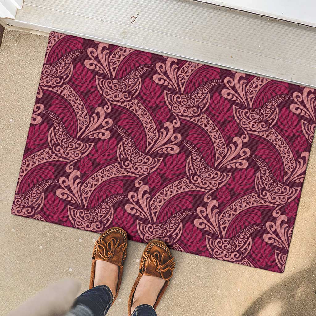 Sweet Pink Monstera Rubber Doormat Polynesian Tribal Pattern LT01 - Polynesian Pride