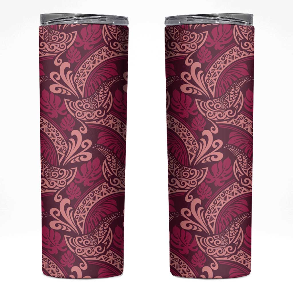 Sweet Pink Monstera Skinny Tumbler Polynesian Tribal Pattern LT01 Pink - Polynesian Pride