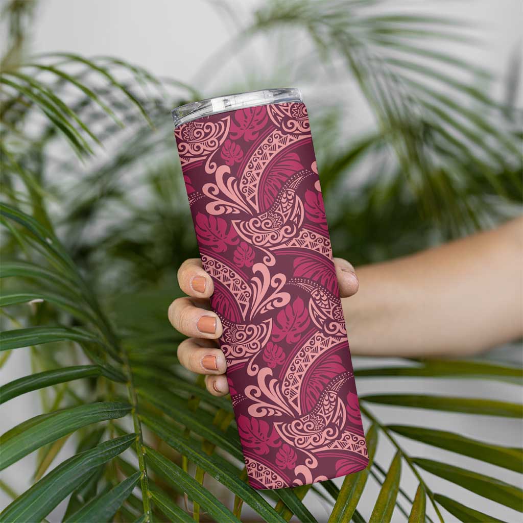 Sweet Pink Monstera Skinny Tumbler Polynesian Tribal Pattern LT01 - Polynesian Pride