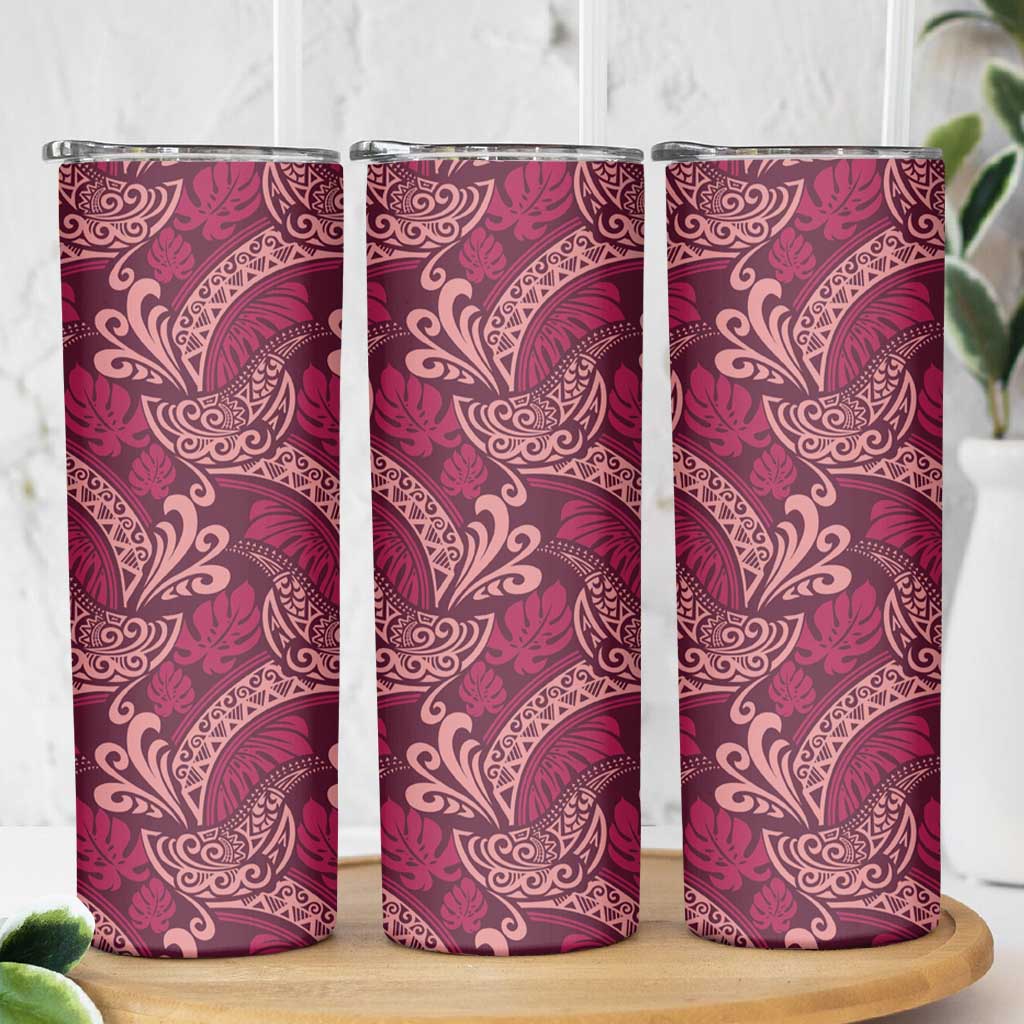 Sweet Pink Monstera Skinny Tumbler Polynesian Tribal Pattern LT01 - Polynesian Pride