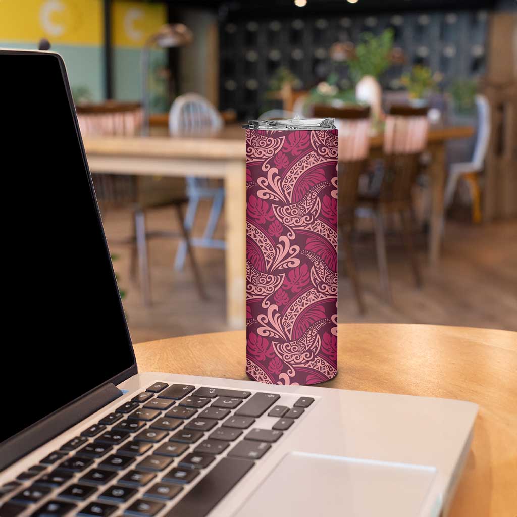 Sweet Pink Monstera Skinny Tumbler Polynesian Tribal Pattern LT01 - Polynesian Pride