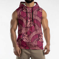 Sweet Pink Monstera Sleeveless Hoodie Polynesian Tribal Pattern LT01 - Polynesian Pride