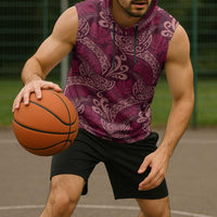 Sweet Pink Monstera Sleeveless Hoodie Polynesian Tribal Pattern LT01 - Polynesian Pride