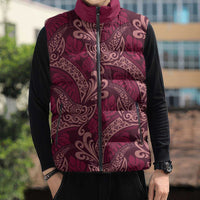 Sweet Pink Monstera Sleeveless Puffer Jacket Polynesian Tribal Pattern LT01 - Polynesian Pride