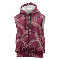 Sweet Pink Monstera Sleeveless Zip Hoodie Polynesian Tribal Pattern LT01 Pink - Polynesian Pride