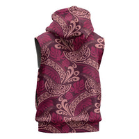 Sweet Pink Monstera Sleeveless Zip Hoodie Polynesian Tribal Pattern LT01 - Polynesian Pride