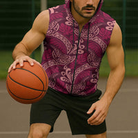 Sweet Pink Monstera Sleeveless Zip Hoodie Polynesian Tribal Pattern LT01 - Polynesian Pride