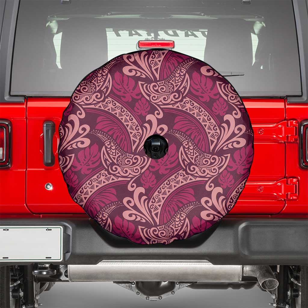 Sweet Pink Monstera Spare Tire Cover Polynesian Tribal Pattern - Polynesian Pride