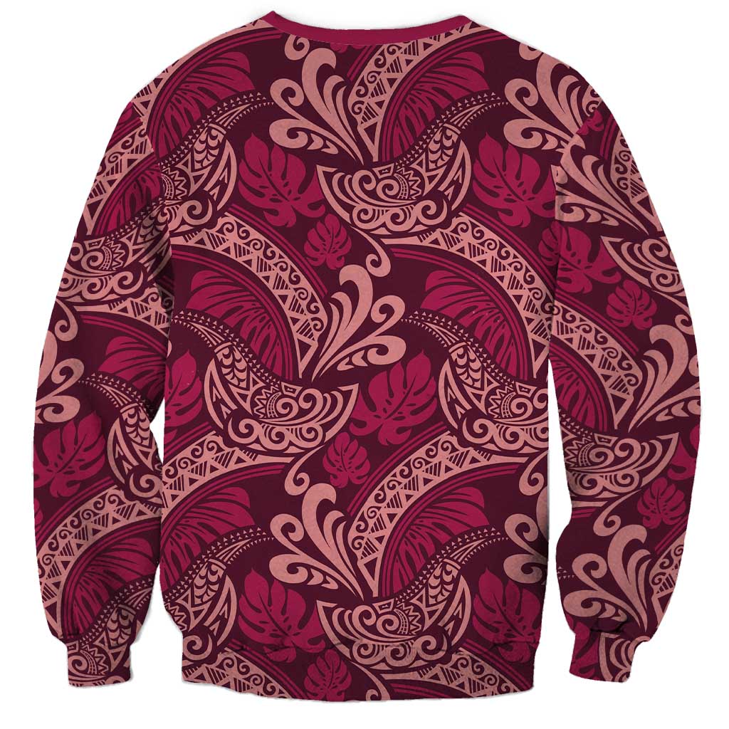 Sweet Pink Monstera Sweatshirt Polynesian Tribal Pattern LT01 - Polynesian Pride