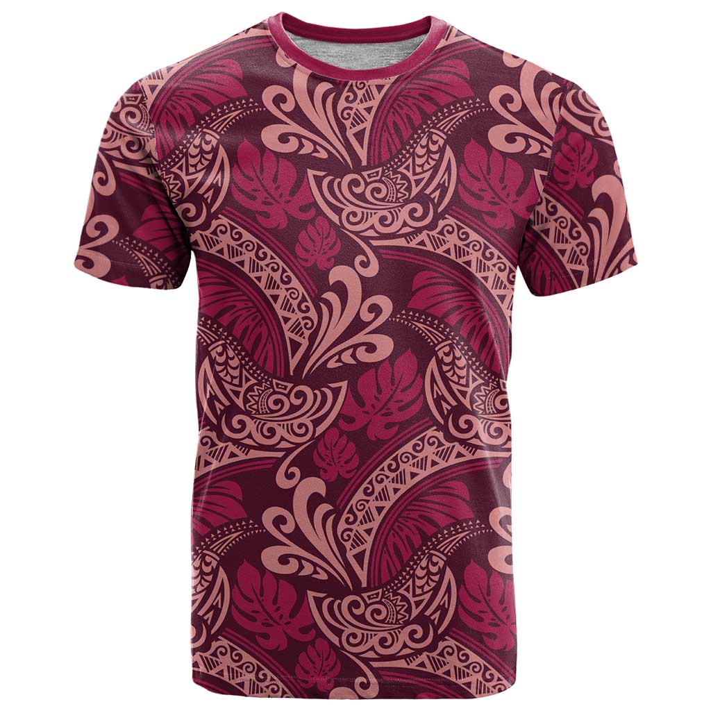 Sweet Pink Monstera T Shirt Polynesian Tribal Pattern LT01 Pink - Polynesian Pride