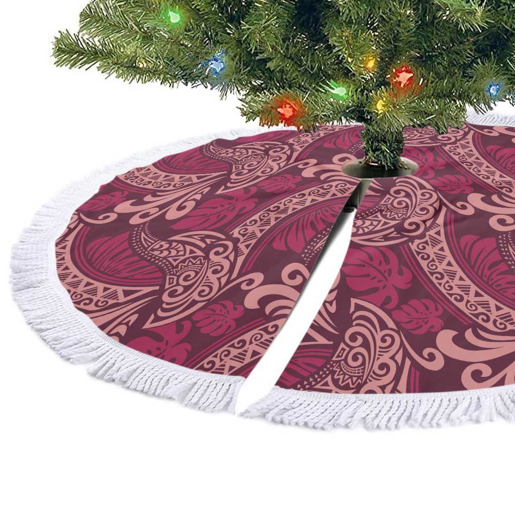 Sweet Pink Monstera Tree Skirt Polynesian Tribal Pattern LT01 - Polynesian Pride