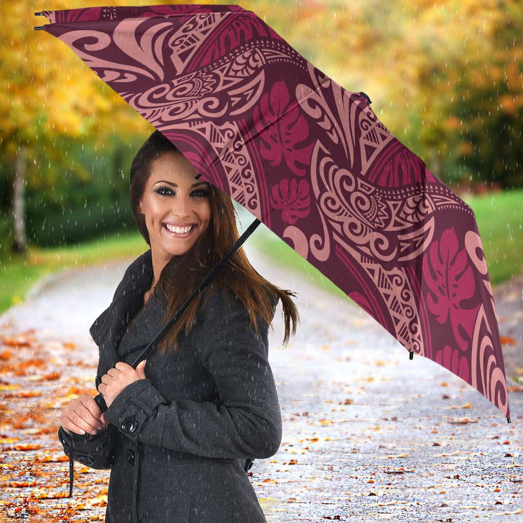 Sweet Pink Monstera Umbrella Polynesian Tribal Pattern LT01 - Polynesian Pride