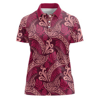 Sweet Pink Monstera Women Polo Shirt Polynesian Tribal Pattern LT01 Female Pink - Polynesian Pride