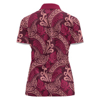 Sweet Pink Monstera Women Polo Shirt Polynesian Tribal Pattern LT01 - Polynesian Pride