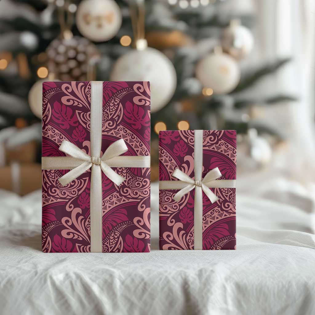 Sweet Pink Monstera Wrapping Paper Polynesian Tribal Pattern LT01 - Polynesian Pride