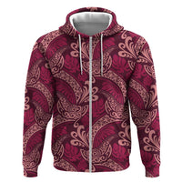 Sweet Pink Monstera Zip Hoodie Polynesian Tribal Pattern LT01 Zip Hoodie Pink - Polynesian Pride