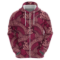 Sweet Pink Monstera Zip Hoodie Polynesian Tribal Pattern LT01 - Polynesian Pride