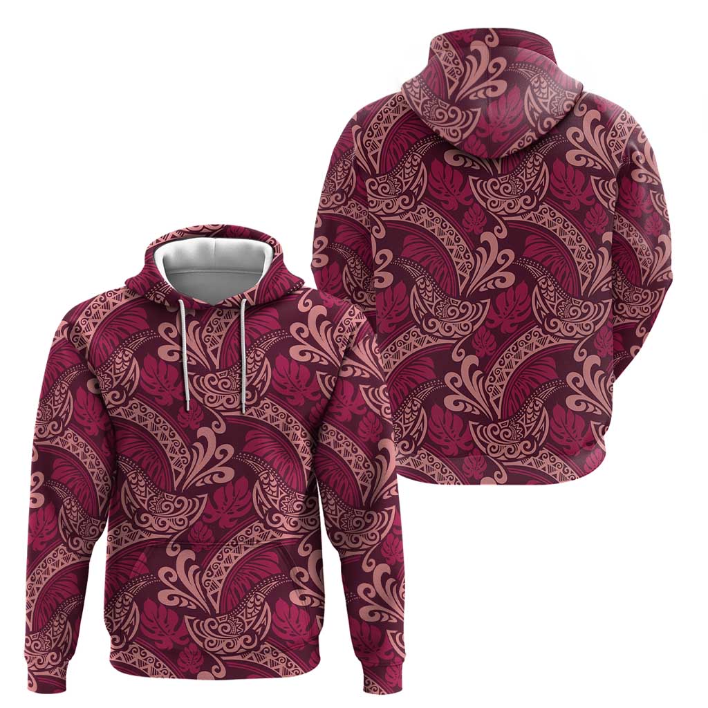 Sweet Pink Monstera Zip Hoodie Polynesian Tribal Pattern LT01 - Polynesian Pride