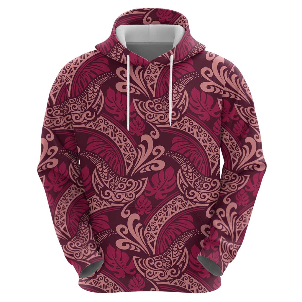 Sweet Pink Monstera Zip Hoodie Polynesian Tribal Pattern LT01 - Polynesian Pride