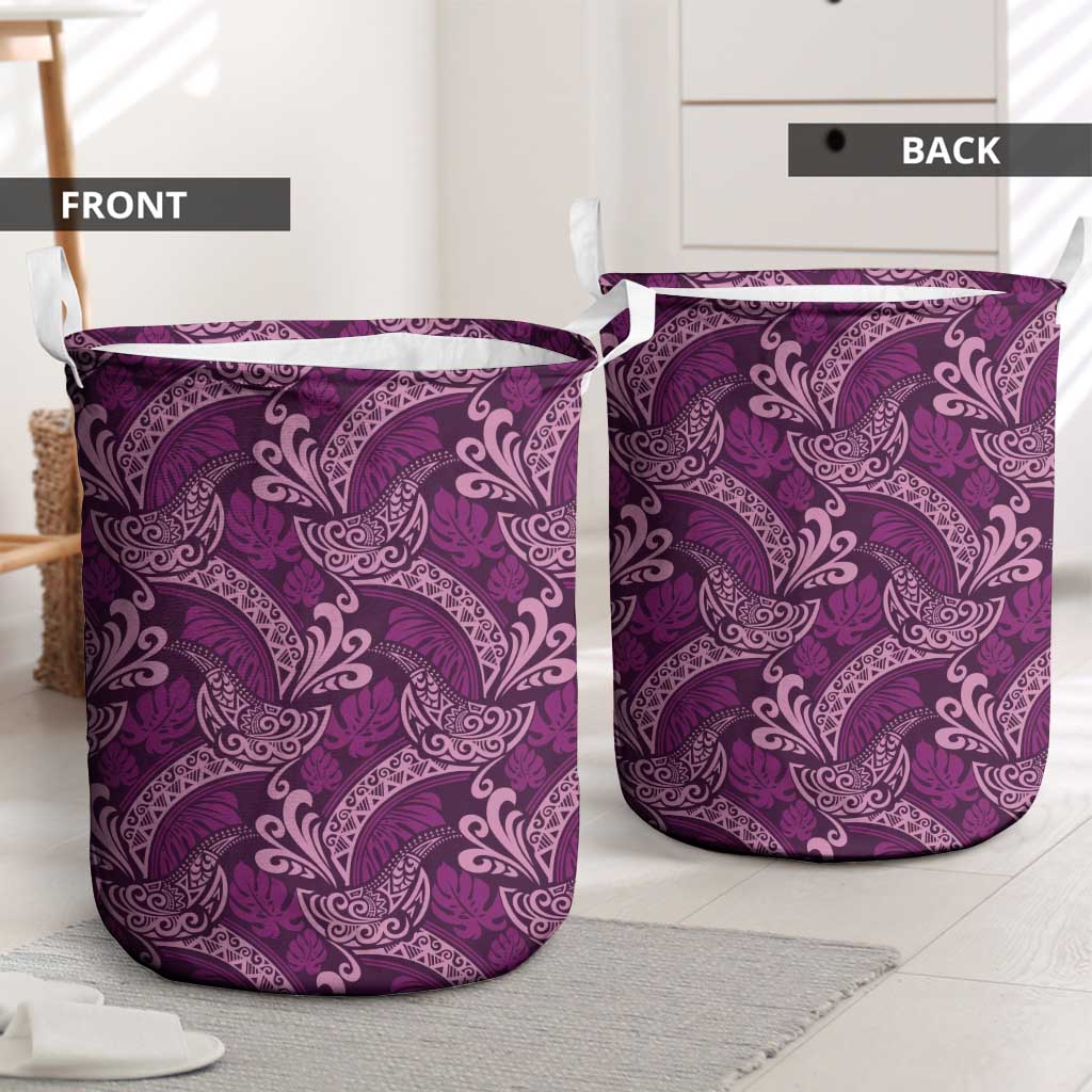 Royal Purple Monstera Laundry Basket Polynesian Tribal Pattern LT01 - Polynesian Pride