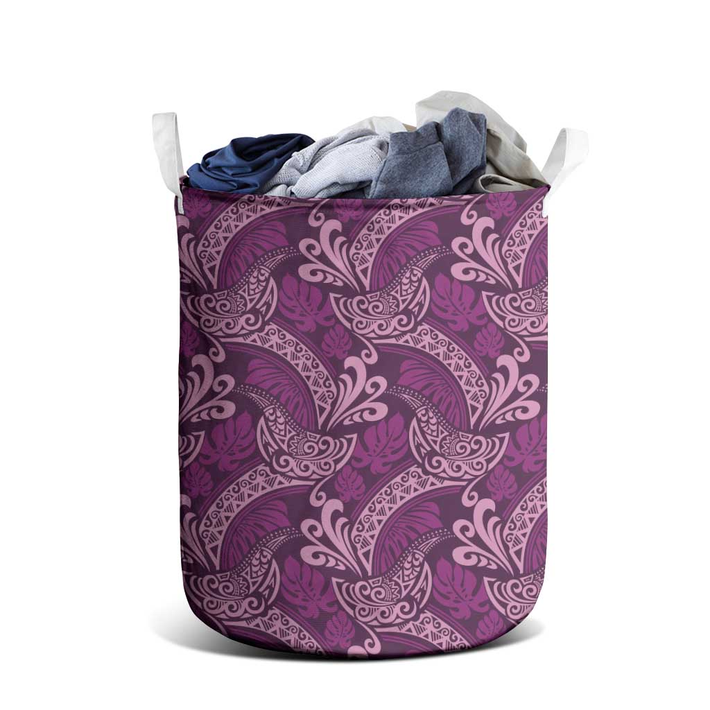 Royal Purple Monstera Laundry Basket Polynesian Tribal Pattern LT01 - Polynesian Pride