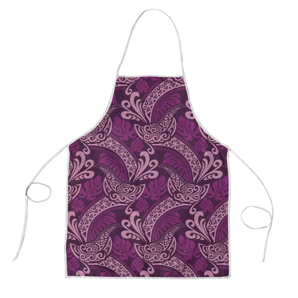 Royal Purple Monstera Apron Polynesian Tribal Pattern - Polynesian Pride