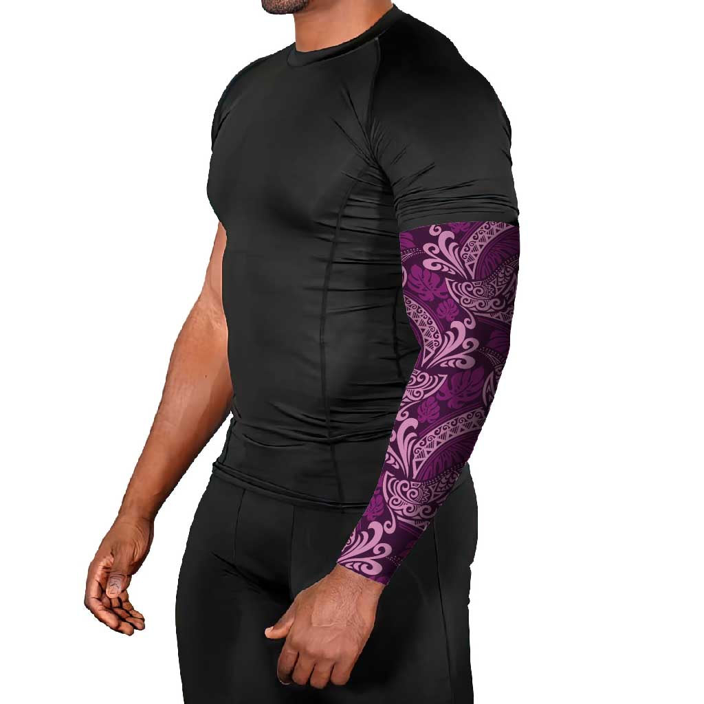 Royal Purple Monstera Arm Sleeves Polynesian Tribal Pattern LT01 - Polynesian Pride