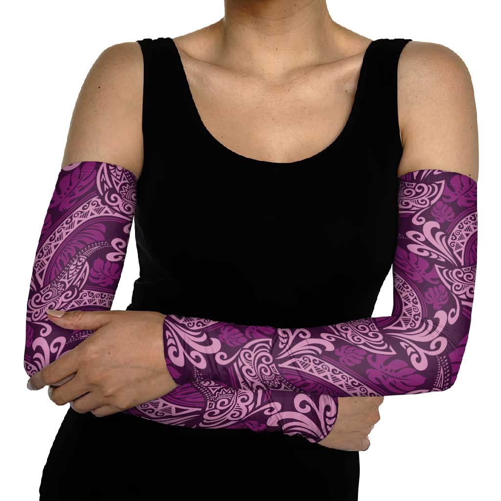 Royal Purple Monstera Arm Sleeves Polynesian Tribal Pattern LT01 - Polynesian Pride