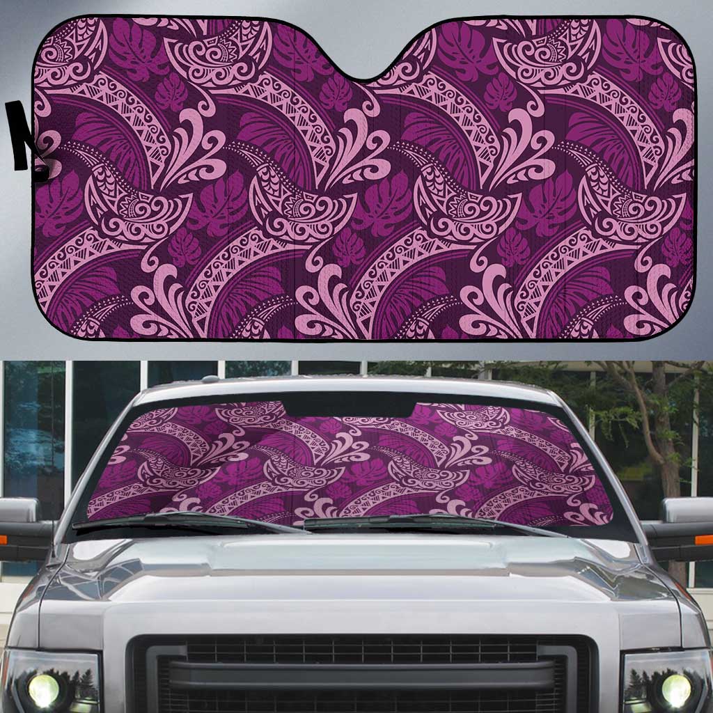 Royal Purple Monstera Auto Sun Shade Polynesian Tribal Pattern - Polynesian Pride