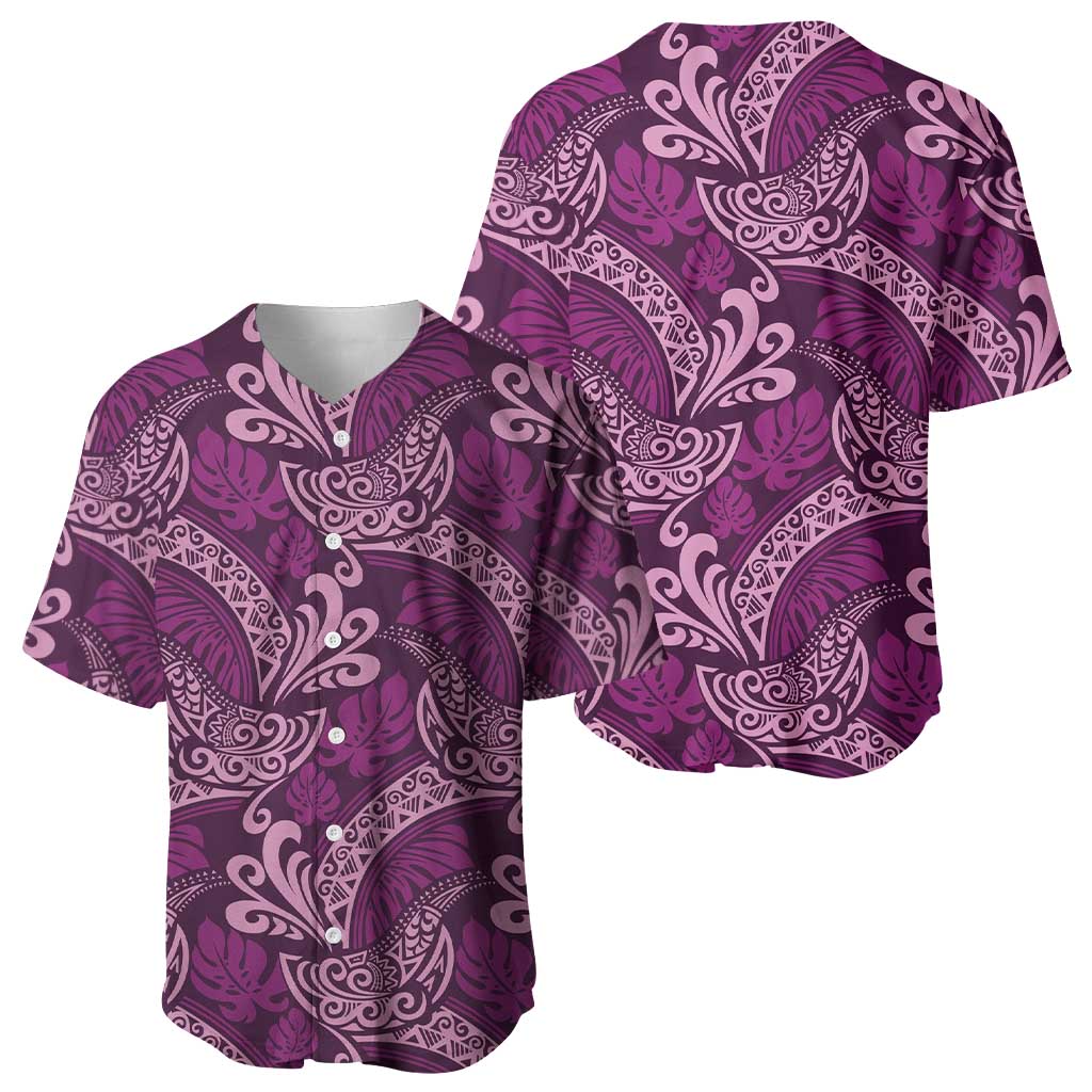 Royal Purple Monstera Baseball Jersey Polynesian Tribal Pattern LT01 - Polynesian Pride