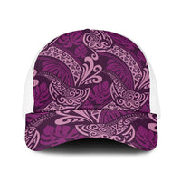 Royal Purple Monstera Baseball Net Cap Polynesian Tribal Pattern - Polynesian Pride