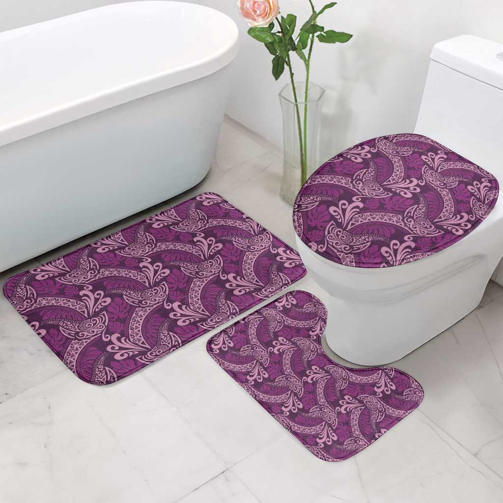 Royal Purple Monstera Bathroom Set Polynesian Tribal Pattern - Polynesian Pride