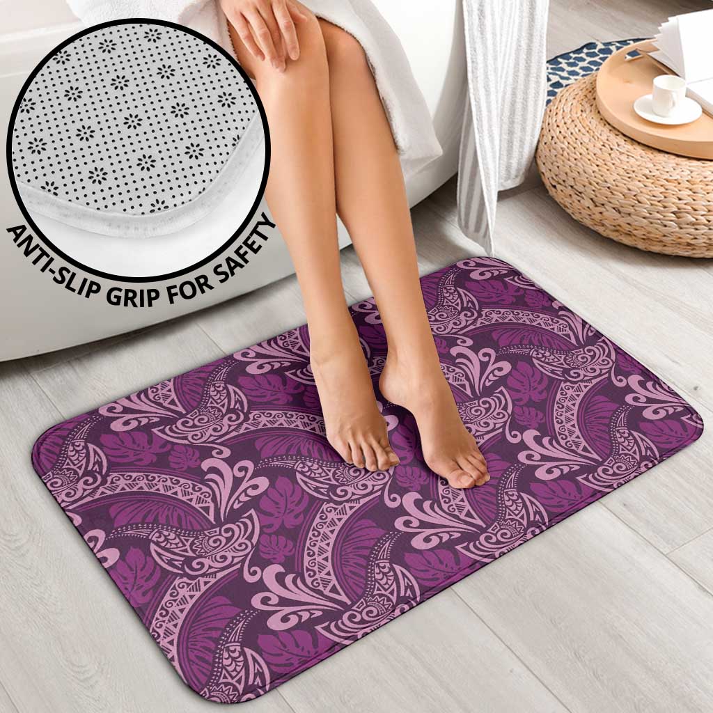 Royal Purple Monstera Bathroom Set Polynesian Tribal Pattern - Polynesian Pride