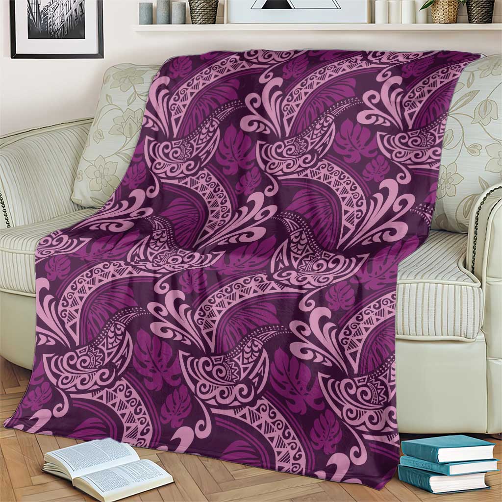 Royal Purple Monstera Blanket Polynesian Tribal Pattern - Polynesian Pride