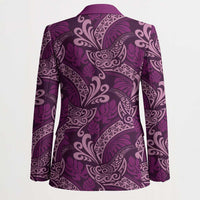 Royal Purple Monstera Blazer Polynesian Tribal Pattern - Polynesian Pride