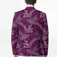 Royal Purple Monstera Blazer Polynesian Tribal Pattern - Polynesian Pride