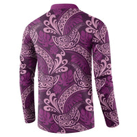 Royal Purple Monstera Button Sweatshirt Polynesian Tribal Pattern LT01 - Polynesian Pride