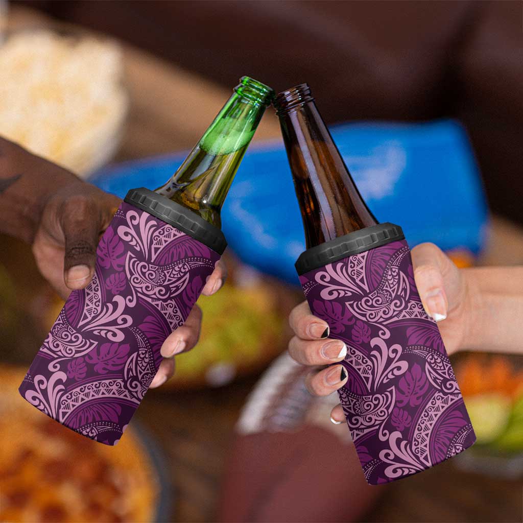 Royal Purple Monstera 4 in 1 Can Cooler Tumbler Polynesian Tribal Pattern LT01 - Polynesian Pride