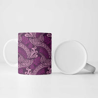 Royal Purple Monstera Ceramic Mug Polynesian Tribal Pattern - Polynesian Pride