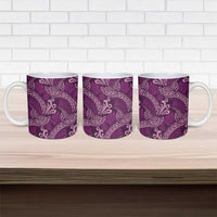 Royal Purple Monstera Ceramic Mug Polynesian Tribal Pattern - Polynesian Pride