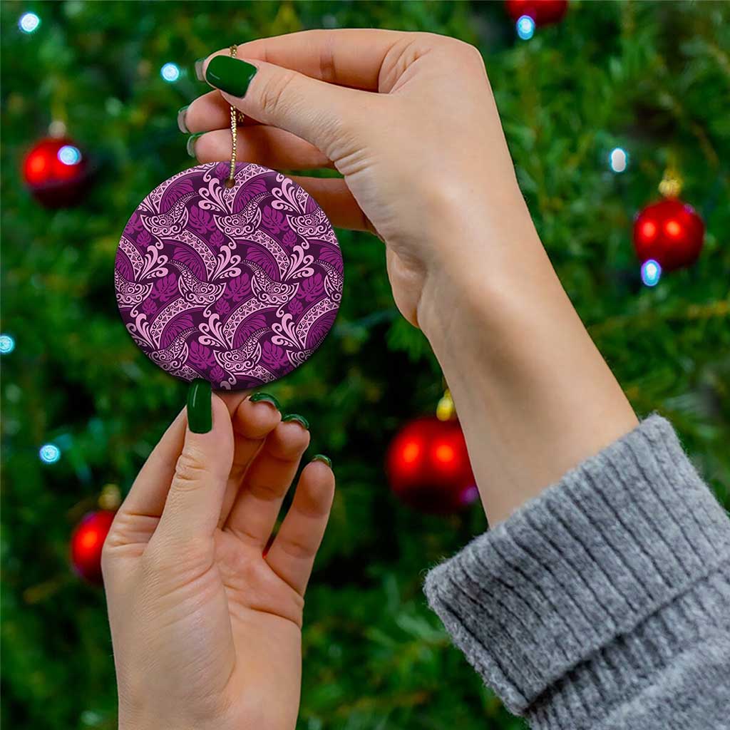 Royal Purple Monstera Ceramic Ornament Polynesian Tribal Pattern LT01 - Polynesian Pride