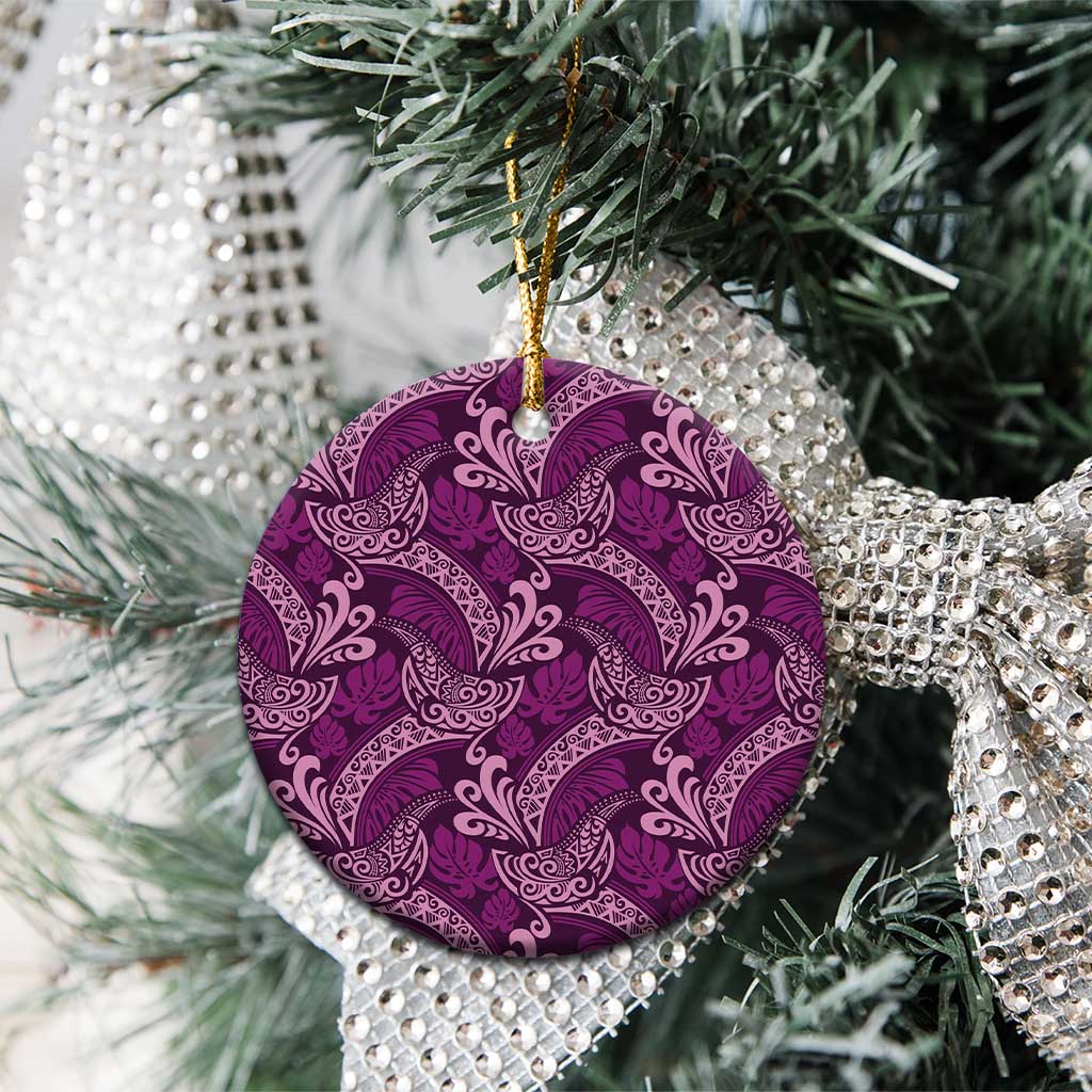 Royal Purple Monstera Ceramic Ornament Polynesian Tribal Pattern LT01 - Polynesian Pride