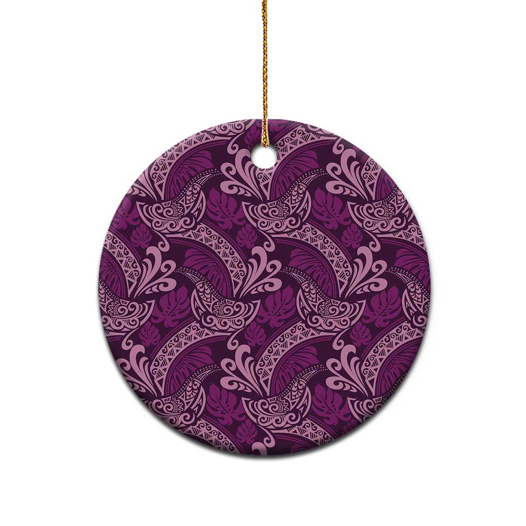 Royal Purple Monstera Ceramic Ornament Polynesian Tribal Pattern LT01 - Polynesian Pride