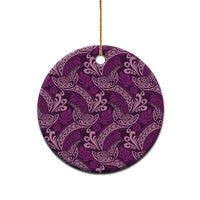 Royal Purple Monstera Ceramic Ornament Polynesian Tribal Pattern LT01 - Polynesian Pride