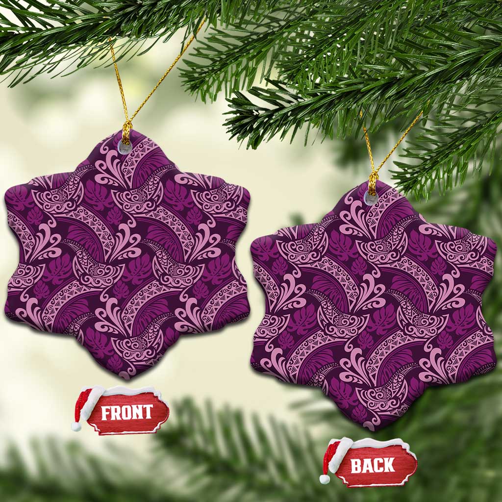 Royal Purple Monstera Ceramic Ornament Polynesian Tribal Pattern LT01 Snow Flake Purple - Polynesian Pride