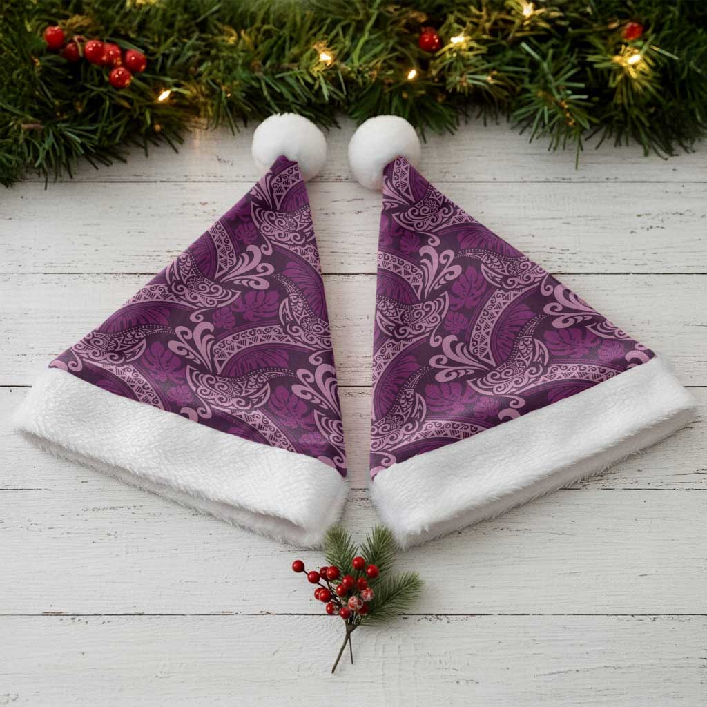 Royal Purple Monstera Christmas Santa Hat Polynesian Tribal Pattern LT01 - Polynesian Pride