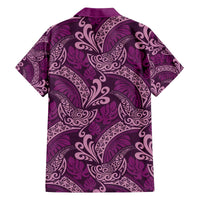 Royal Purple Monstera Family Matching Off The Shoulder Long Sleeve Dress and Hawaiian Shirt Polynesian Tribal Pattern - Polynesian Pride