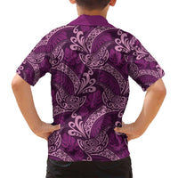 Royal Purple Monstera Family Matching Off Shoulder Maxi Dress and Hawaiian Shirt Polynesian Tribal Pattern - Polynesian Pride