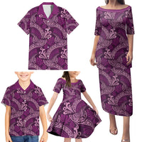 Royal Purple Monstera Family Matching Puletasi and Hawaiian Shirt Polynesian Tribal Pattern LT01 - Polynesian Pride