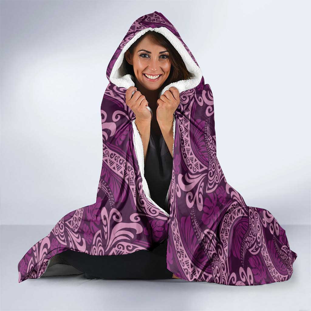Royal Purple Monstera Hooded Blanket Polynesian Tribal Pattern LT01 - Polynesian Pride
